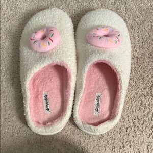White and Pink Donut Slippers